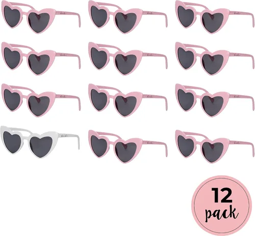 Vista 6 de Pop Fizz Designs Gafas de sol retro en forma de corazón para despedida de soltera para mujeres Rosado