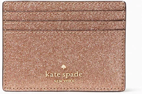 Vista 5 de Kate Spade New York Tarjetero pequeño con purpurina brillante (oro rosa)