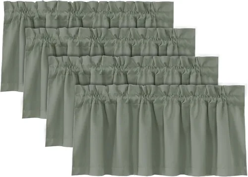 Vista 15 de H.VERSAILTEX Cenefas de cortina 100% opacas para ventanas, 2 paneles con aislamiento térmico, bolsillo para barra, pequeña cenefa corta para cocina