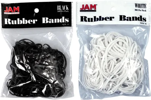 Vista 44 de JAM PAPER Bandas de goma coloridas, tamaño 33, bandas elásticas blancas, 100/paquete Blanco