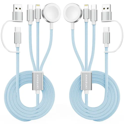 Vista 19 de Esenciales de viaje para Apple Watch, esenciales para acampar en cruceros, cable de carga múltiple, puertos de carga 3 en 2 para iWatch Series Negro