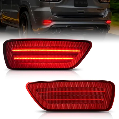 Vista 9 de Luces Reflectantes LED para Parachoques Trasero Compatibles con Luz Antiniebla para Jeep Compass 2011-2017, Conjunto de Luces para Grand Cherokee