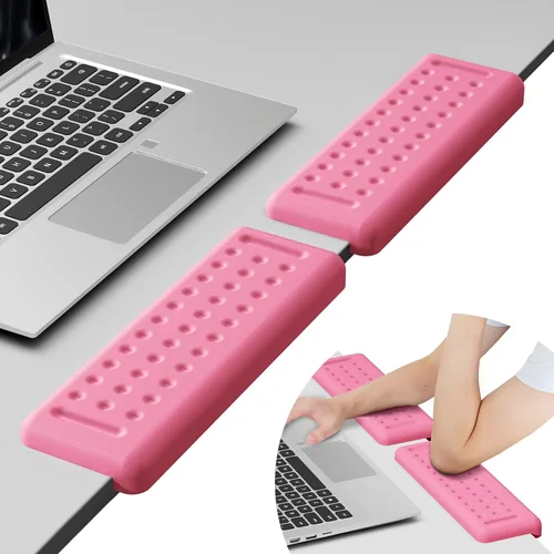 Vista 16 de Leolee Coderas de escritorio en forma de L para escritorio, reposabrazos de espuma viscoelástica negra para escritorio con base antideslizante