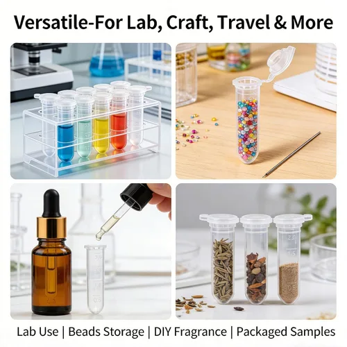 Vista 8 de Ampolletas de plástico de 2 ml, tubos de muestra, almacenamiento de líquido, frasquitos de perfume. 100 unidades Clear, Plastic Small Vials with