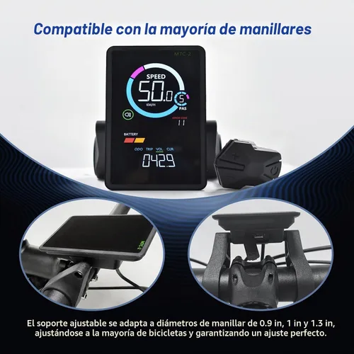Vista 6 de Pantalla Ebike, protocolo UART No. 2, 24V-60V ABS Colorido Ciclismo Computadora con Puerto de Carga para Dispositivos Móviles, Pantalla LCD Vertical