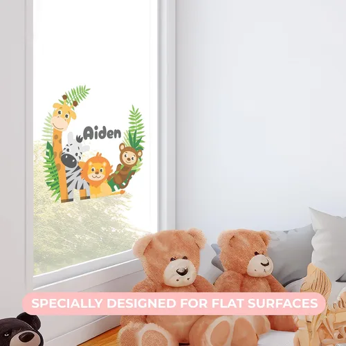 Vista 3 de Mural personalizado con nombre de rama de animales, mural de niño y niña, calcomanía de vinilo para habitación de bebé