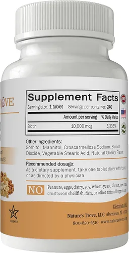 Vista 2 de Biotin 2 libras Maximum Strength by Nature's Trove, 240