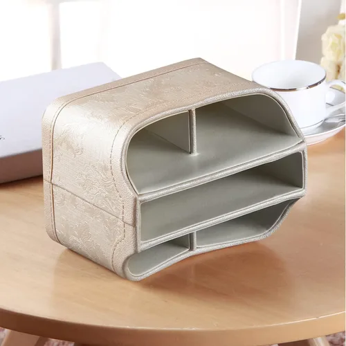 Vista 3 de PUSU - Soporte organizador de piel sintética giratorio en 360 grados para control remoto de TV, suministros de escritorio, suministros de oficina