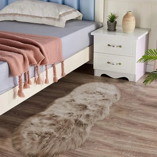 Vista 114 de Latepis - Alfombra rectangular de piel sintética tipo lana de oveja suave y esponjosa de estilo bohemio para sala de estar, dormitorio y residencias