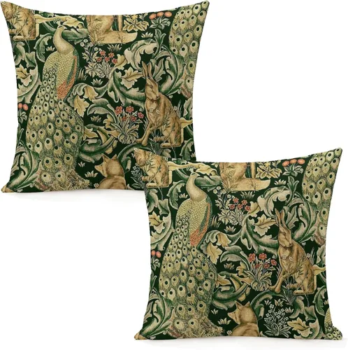 Vista 10 de Juego de 2 fundas de almohada de William Pimpernel Morris de 18 x 18 pulgadas, almohada estética para dormitorio, funda decorativa de terciopelo