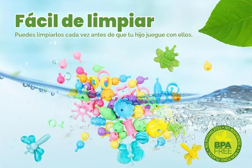 Vista 6 de BIRANCO. Juego de cuentas de lujo con más de 350 cuentas pop que incluye mariposa, abeja, libélula con alas transparentes y kit de fabricación