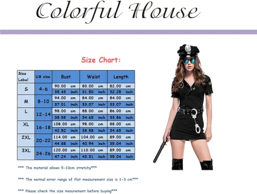 Vista 3 de Colorful House Disfraz de oficial de policía para mujer, vestido de policía sucio