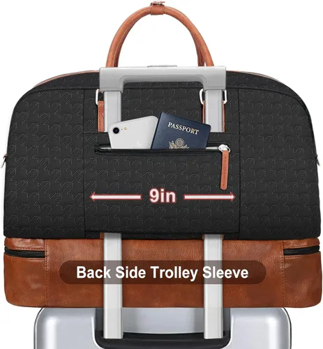 Vista 74 de IBFUN Bolsas de fin de semana para mujer, bolsa grande de lona para viaje, bolsa de viaje con compartimento para zapatos, 21 pulgadas, juego de 3