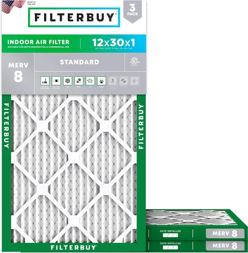 Vista 28 de Filterbuy Filtro de aire MERV 8 de 8 x 14 x 1 pulgadas para defensa contra el polvo y las alergias (paquete de 3), filtros electrostáticos plisados