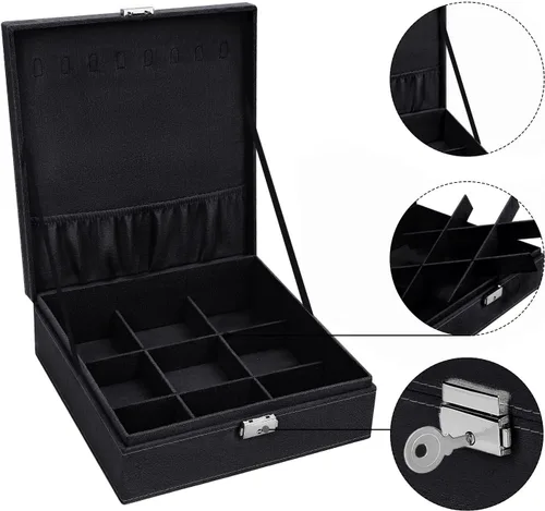 Vista 3 de MOSISO Joyero y organizador de joyas de viaje, organizador de joyas apilable de doble capa con bloqueo, bolsa de almacenamiento portátil de joyería