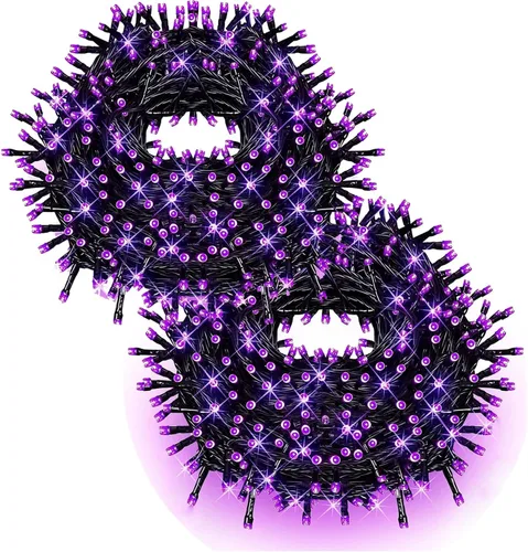 Vista 14 de Guirnalda de luces negras de hadas con función de memoria. Extensión de 33 pies con 100 luces LED enchufables, acogedoras decoraciones blancas