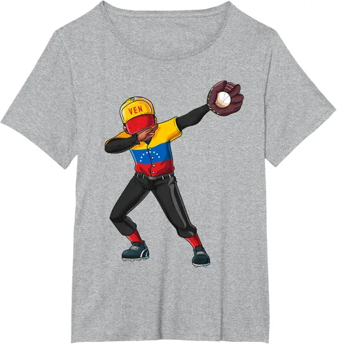Vista 63 de Baseball Dabbing Venezuela Player Catcher Pitcher Hombres Niños Camiseta, Negro