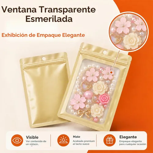 Vista 7 de 100 bolsas de Mylar resellables, bolsa pequeña a prueba de olores Oro claro