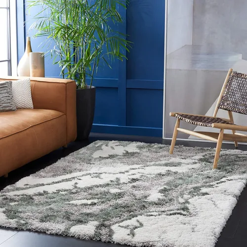 Vista 31 de SAFAVIEH Horizon Shag Collection - Alfombra decorativa, 2 x 3 pies, gris y azul, no desprende pelusa y de fácil cuidado, 2 pulgadas de grosor, ideal