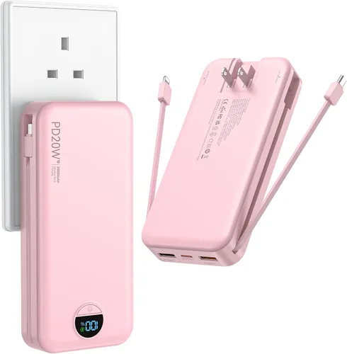 Vista 12 de Ffnpua Cargador portátil Power Bank 10000mAh PD20W con cables incorporados