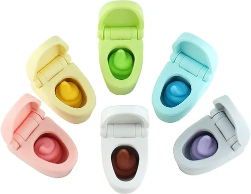 Vista 2 de Iwako Borrador de lápices de regalo para niños, regalo de Navidad para el regreso a clases, fabricado en Japón (Poop Eraser 6 piezas), multicolor