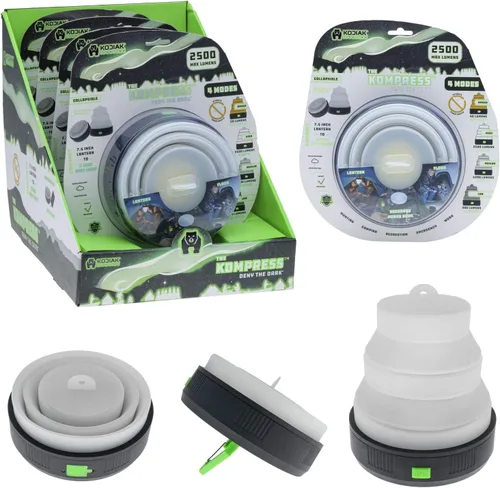 Vista 4 de Kodiak Kompress - Linterna plegable plegable para campamento, linterna LED compacta con carga USB, luz portátil para senderismo, emergencia, cortes
