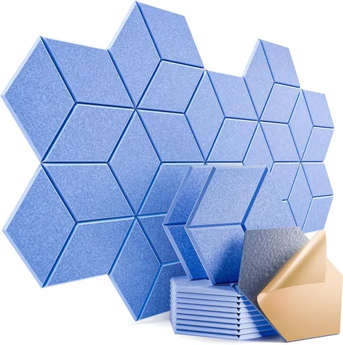 Vista 84 de Paquete de 12 paneles acústicos autoadhesivos de 12 x 10 x 0.4 pulgadas, paneles de espuma a prueba de sonido con alta densidad, elegante diseño