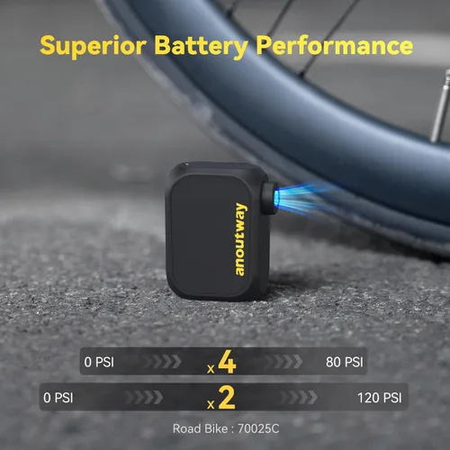 Vista 5 de Tiny Pump Bike Pump with Gauge Portable Ultra-Mini 120PSI Electric Bicycle Pump Type-C Rechargeable Battery