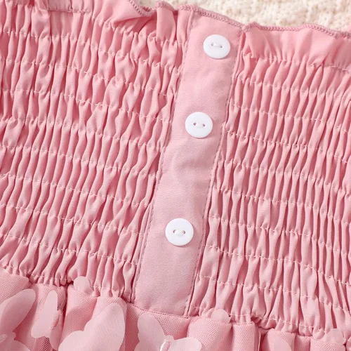 Vista 4 de Toddler Baby Girl Butterfly Dress Ruffle Sleeveless Tulle Tutu Dresses Girls Party Birthday Princess Dresses