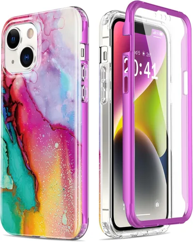 Vista 34 de Esdot Funda para iPhone 14 con Protector de Pantalla Integrado, Funda Resistente de Grado Militar con Diseños de Moda para Mujeres y Niñas, Funda