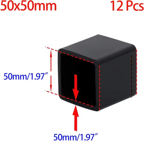 Vista 2 de 12 puntas de goma antideslizantes negras cuadradas para patas de silla, protectores de suelo de muebles, fundas para patas de silla, mesa, bar, Negro