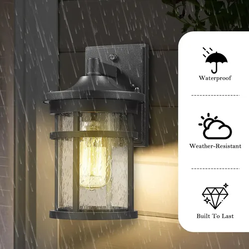 Vista 5 de Iluminación de pared al aire libre del anochecer al amanecer, linterna de pared al aire libre con sensor, luz de pared exterior antioxidante