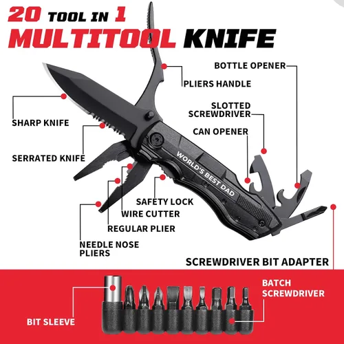 Vista 2 de El mejor regalo para papá, cuchillo multiherramienta del mundo, regalo del día del padre, regalo de cumpleaños de hija e hijo, multiherramienta