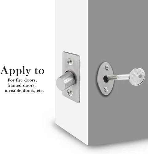 Vista 5 de Cerradura de mortaja de acero inoxidable con llave y tornillo para puerta de 3.14 pulgadas de longitud