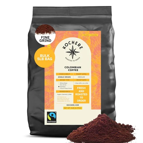 Vista 19 de Café molido colombiano Medellín, granos de café tostado medio de origen único, recién tostado a pedido, café molido orgánico, grado especial