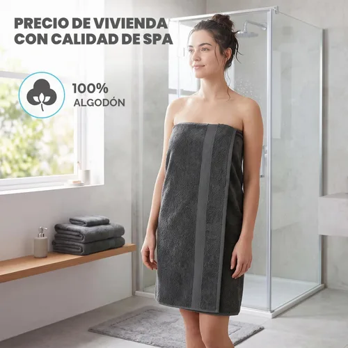 Vista 2 de Simpli-Magic Toallas de baño de algodón, 25 x 50 pulgadas, gris, paquete de 6