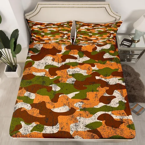 Vista 31 de Erosebridal Juego de ropa de cama de camuflaje para niños, sábanas de camuflaje militar, tamaño individual para adolescentes, jóvenes, adultos