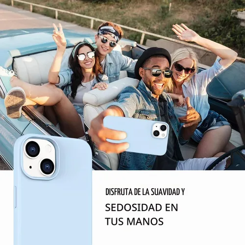 Vista 5 de Telaso Funda compatible con iPhone 14, silicona líquida de goma de gel suave para iPhone 14, funda delgada para teléfono con forro de microfibra