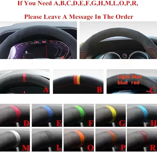 Vista 5 de BORATO Cubierta de volante de gamuza negra para coche, para Kia K3 2013 K2 Rio Ceed Cee'd 2012-2017 Cerato 2013-2017