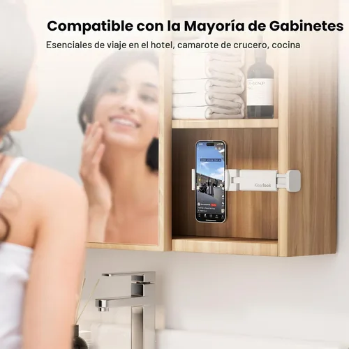 Vista 5 de Klearlook Soporte Universal para Teléfono de Vuelo, Blanco, Plegable, Rotación de 360°, Compatible con Teléfonos de 4.7-6.9 Pulgadas Blanco puro