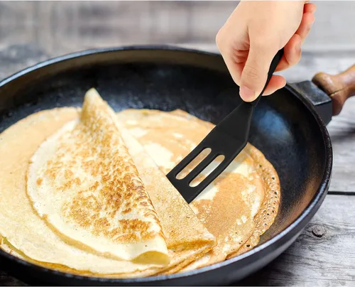 Vista 4 de Patelai 2 piezas de mini espátula de silicona para servir brownie, flexible, antiadherente, resistente al calor, espátula ranurada para huevos