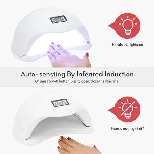 Vista 8 de Lámpara LED de uñas, secador de uñas de gel de 48 W, secado de esmalte de uñas, luz LED UV con 4 temporizadores, sensor automático, pantalla LCD