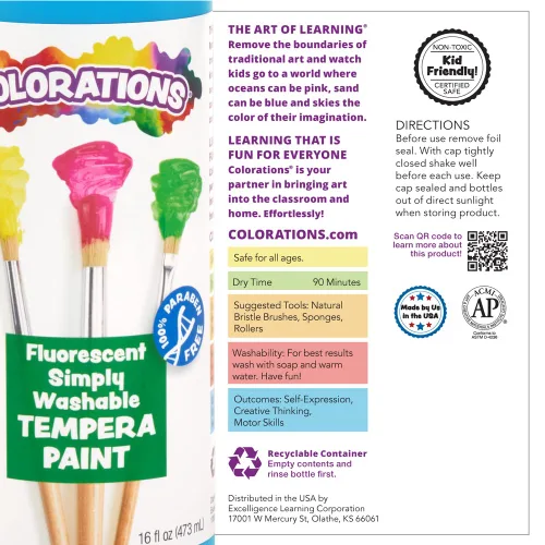 Vista 6 de Colorations WSTBK - Témpera lavable simple, color negro Azul Fluorescente (Fluorescent Blue)