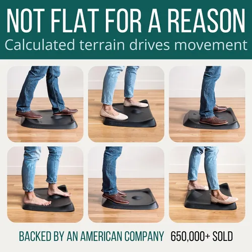 Vista 8 de Topo Mini de Ergodriven La alfombrilla antifatiga no plana de escritorio para permanecer de pie con topografía calculada, Negro obsidiana