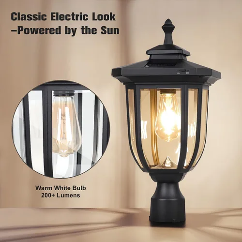 Vista 3 de ST4322Q1 - Luz solar para poste al aire libre, lámpara solar de anochecer a amanecer, luz de poste de aluminio impermeable con montaje en muelle