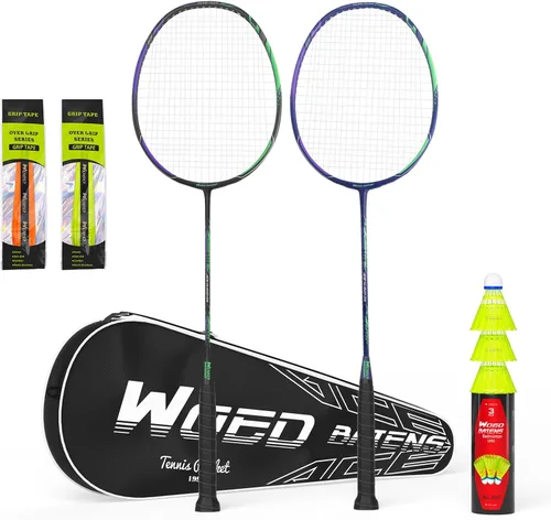 Vista 10 de Raquetas de bádminton profesionales de fibra de carbono para patios traseros y gimnasio