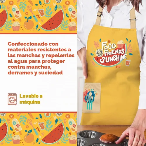 Vista 3 de Waterproof Apron for Adults – Adjustable Fit with Deep Pockets, Stylish Cooking & Baking Apron for Women & Men