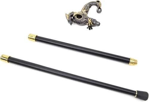 Vista 7 de Bastón de lujo dorado negro de lujo para caminar bastón decorativo de moda caballero elegante cosplay bastón perilla Crosier 36.6 in
