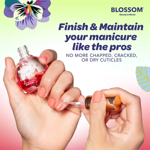 Vista 6 de Blossom Aceite para cutículas hidratante, hidratante, fortalecedor, perfumado, infundido con flores reales, fabricado en Estados Unidos, 1.84 fl.