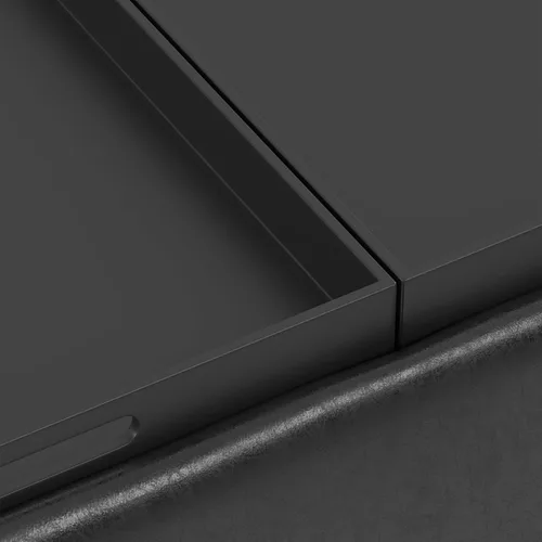 Vista 9 de SIMPLIHOME Owen - Otomana rectangular de cuero vegano de 34 pulgadas de Negro (Distressed Black)